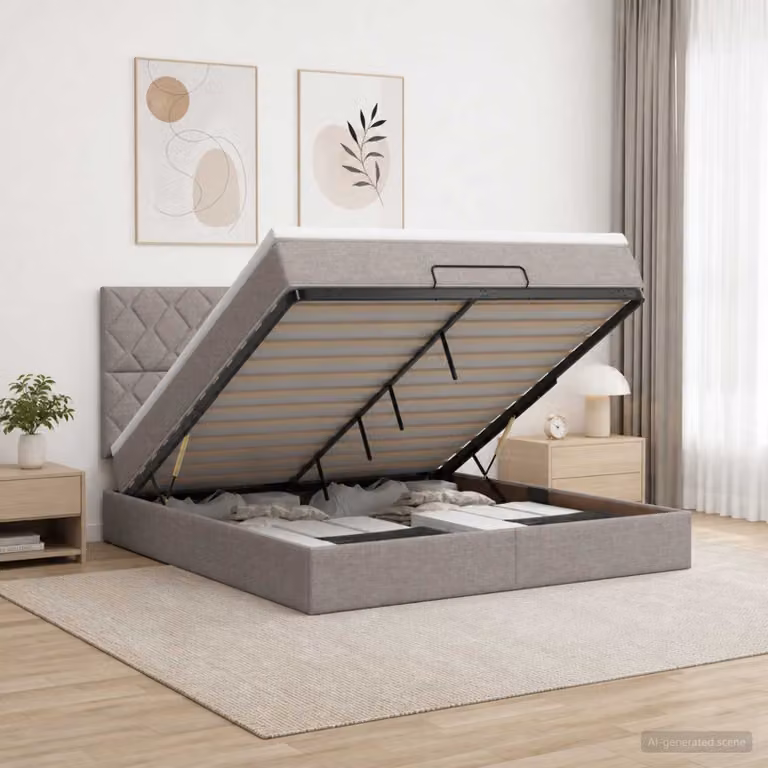 vidaXL Letto ottomano con materasso Tortora 160 x 200 cm Tessuto