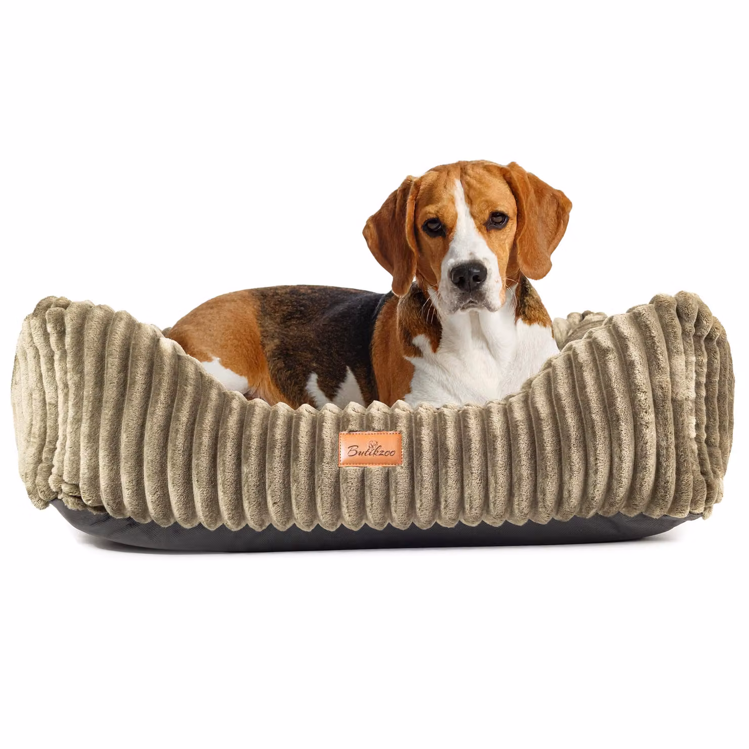 Lettino per cani Boutique ZOO S 75x65 cm | Morbido divano per cani con cuscino | Look scamosciato | Lavabile e antiscivolo | Colore: verde oliva