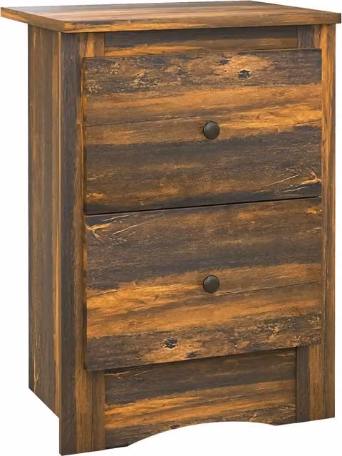 Comodino HOMCOM in legno dallo stile rustico con 2 cassetti, Marrone, L 40 cm x P 30 cm x H 56 cm – 1