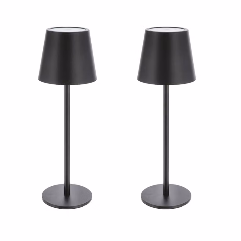 2x Lampada da tavolo ricaricabile a LED in metallo nero con funzione touch 3 toni bianchi lampada da comodino dimmerabile lampada da tavolo