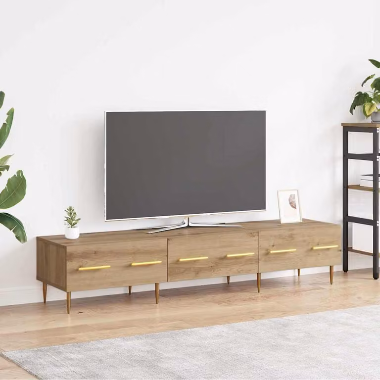 Supporto TV mobile vidaXL in rovere artigianale e metallo, marrone, L 150 x P 36 x H 30 cm