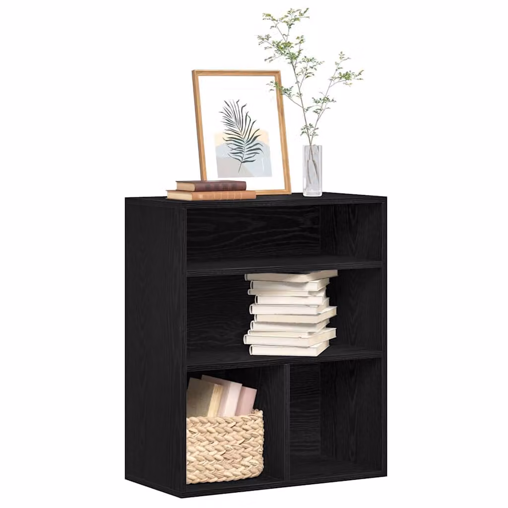 Libreria moderna vidaXL in legno e MDF nera con pannello posteriore L: 60 cm, P: 30 cm, H: 71,5 cm