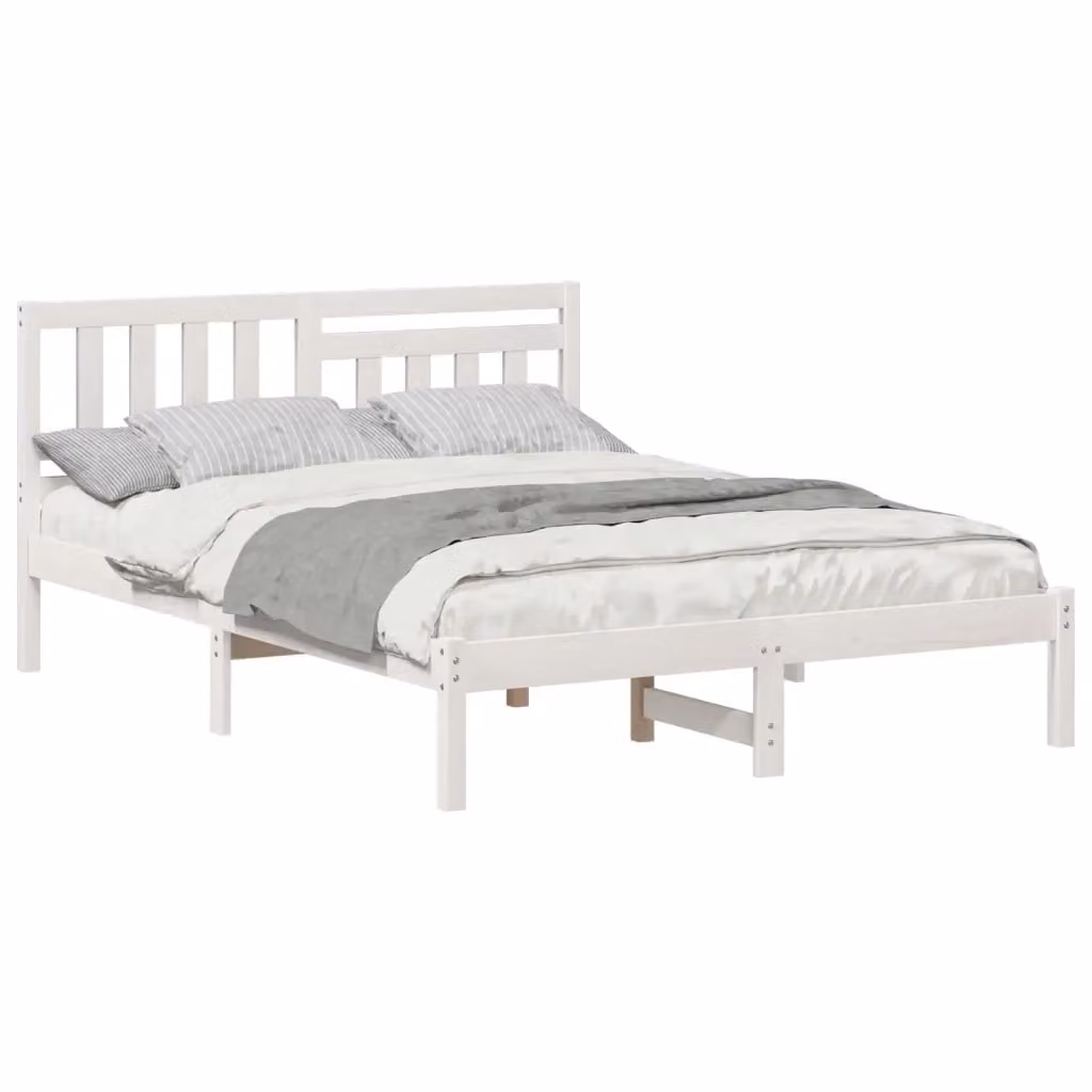 Struttura letto moderna vidaXL in pino massello bianco L/P/H: 200 x 120 x 80,5 cm – 2