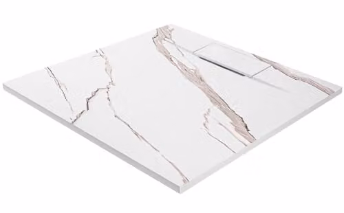 Rea - Piatto Doccia Bazalt Carrara White 90X90 cm Piatto Doccia In Composito Smc Per Bagno Piletta Doccia Inclusa (Bianco Imitazione Della Pietra)