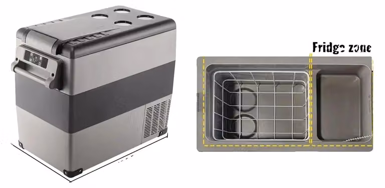 Compressore portatile per raffreddamento, capacità 40 litri, compatibile con 12/24V, dimensioni 55 litri