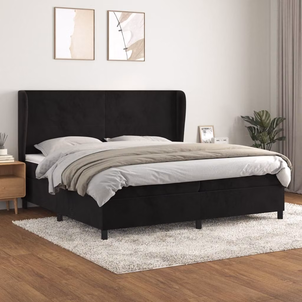 Maison Exclusive - Giroletto a Molle con Materasso Nero 200x200 cm in Velluto