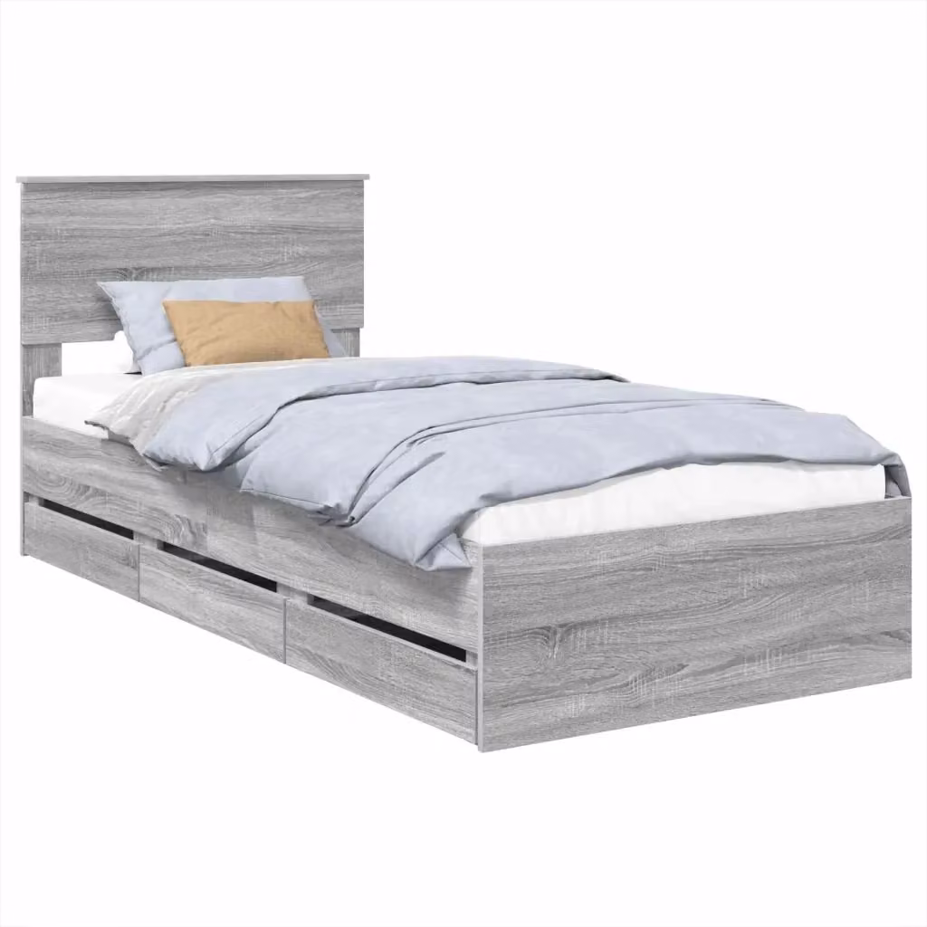 Struttura letto moderno con cassetti vidaXL in legno ingegnerizzato Grigio L 190 x L 80 cm – 2