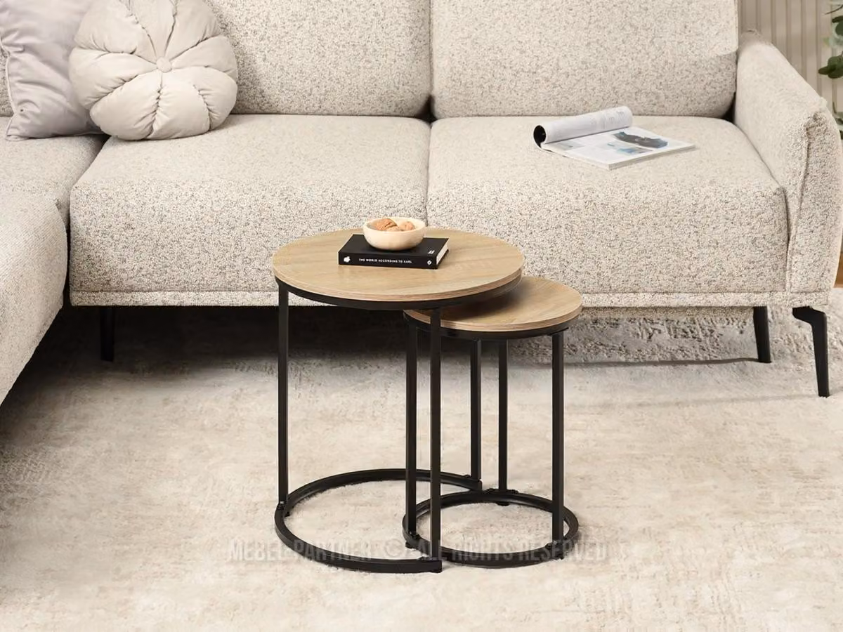 Set di tavolini da caffè JACEK S - rovere Sonoma / nero