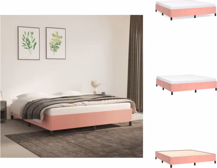 vidaXL Struttura letto rosa 180x200 cm in velluto - Letti e strutture letto