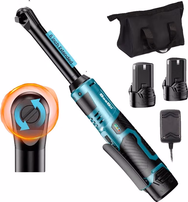 Chiave a cricchetto, coppia elevata, design compatto, con batteria 2×2,0 Ah