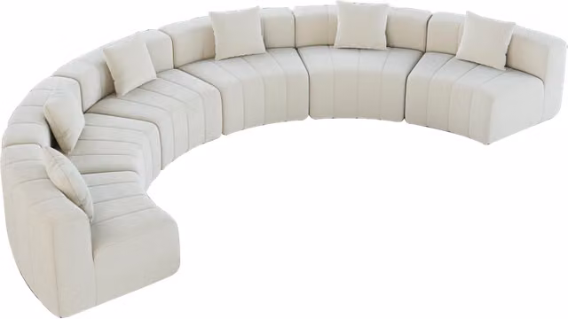 Modulo divano curvo in chenille con 2 cuscini, design modulare semicircolare per soggiorno, camera da letto o ufficio
