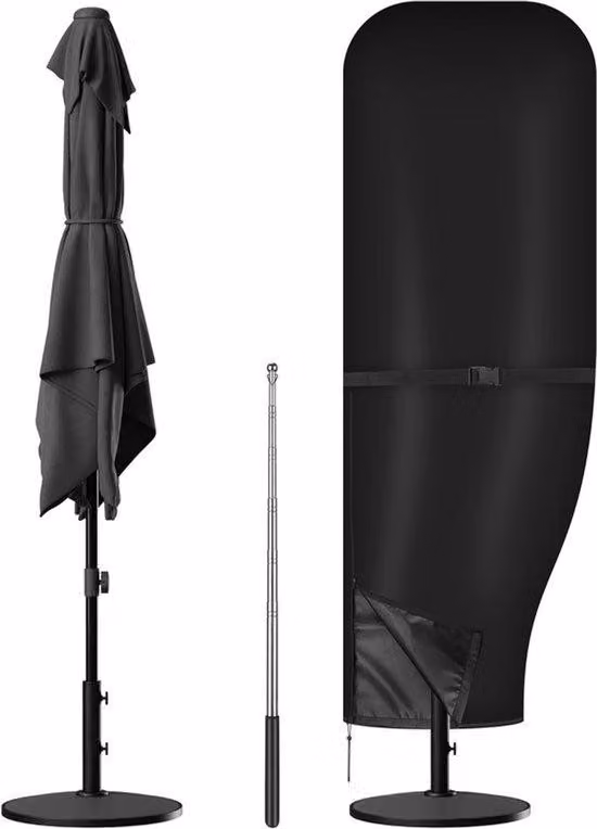 Copertura parasole impermeabile per ombrelloni da spiaggia di 2-3 metri, colore nero, dimensioni 215 x 30 x 66/44 cm, realizzata con materiale resistente ai raggi UV e traspirante