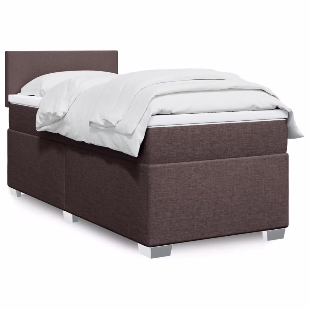 Maison Exclusive - Letto boxspring con materasso marrone scuro 100x200 cm tessuto