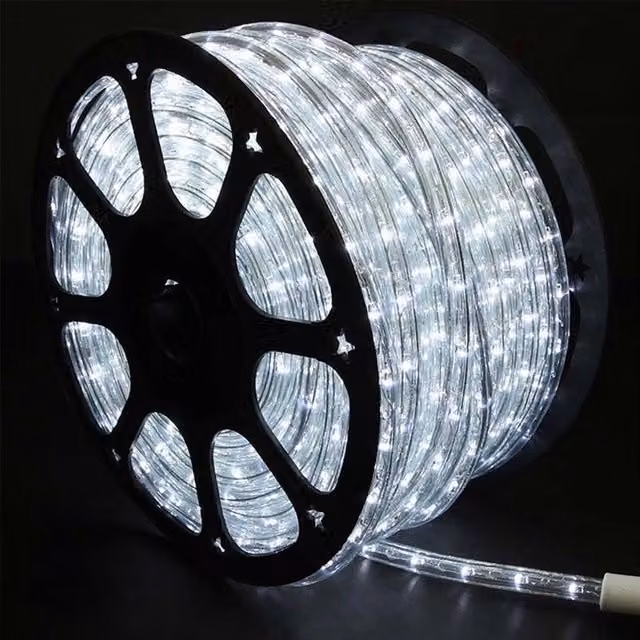 Trade Shop Tubo Luminoso Led Bianco Freddo da 50 Metri per Uso Esterno con Controller a 8 Giochi di Luce