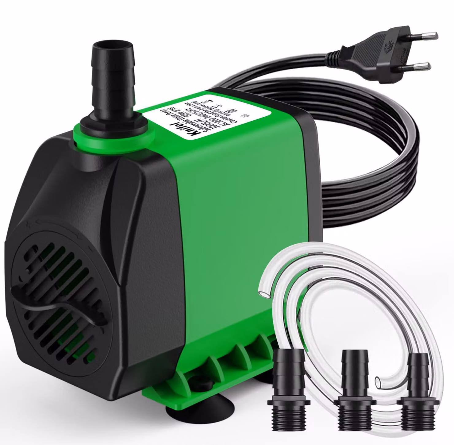 Pompa per stagno, 60 W, 3000 l/h, silenziosa, con cavo da 1,8 metri
