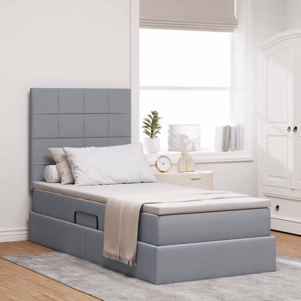 Letto con contenitore e materasso vidaXL Grigio, L 100 x P 200 cm – 1