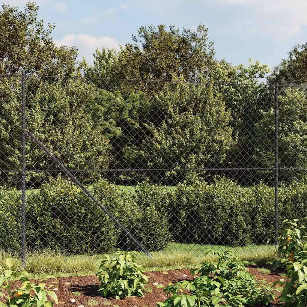 Recinzione a rete vidaXL con picchetti di ancoraggio in acciaio zincato rivestito in PVC, colore antracite, L: 25 m, H: 1,6 m