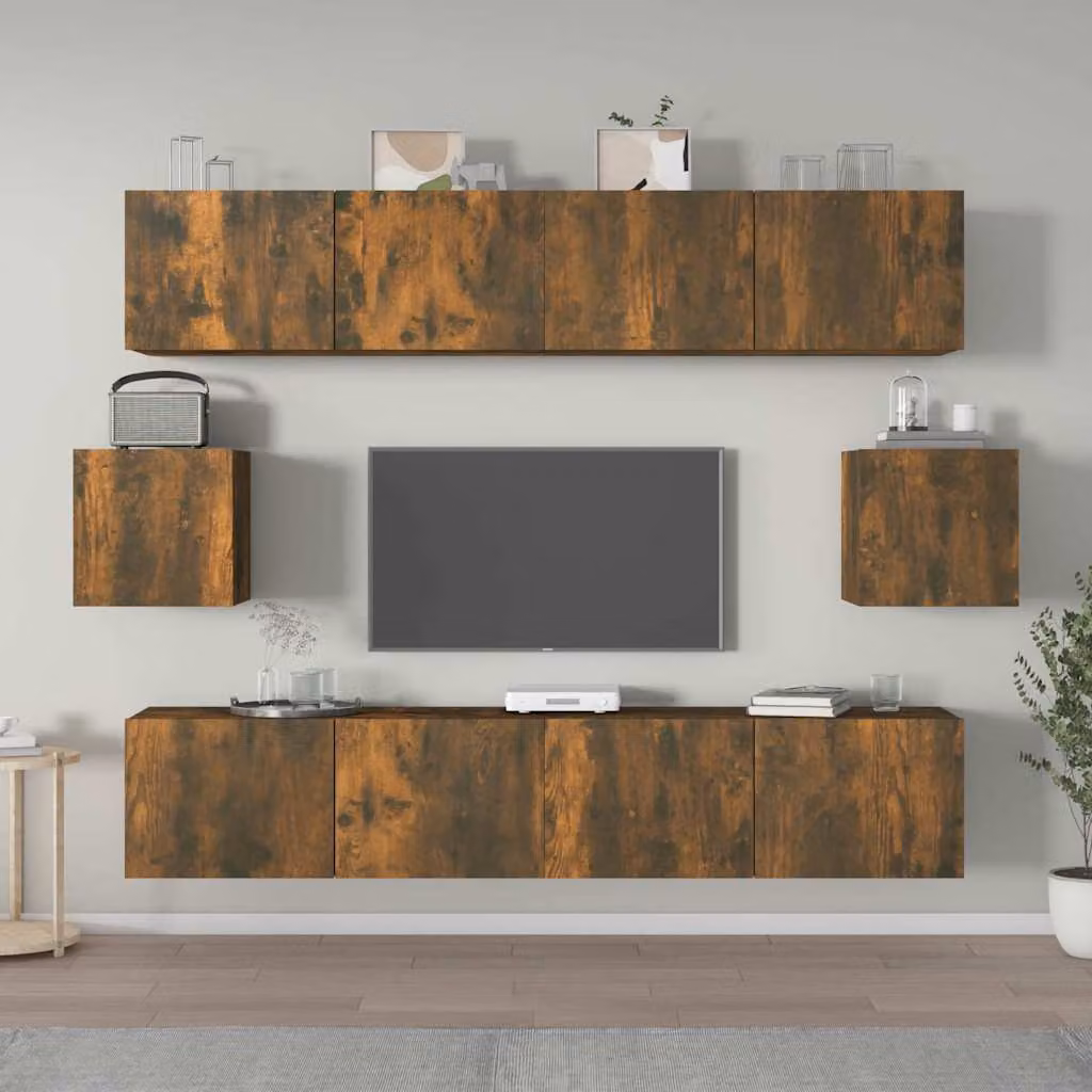 Set di mobili porta TV vidaXL 6 pezzi in legno multistrato colore marrone per soggiorno