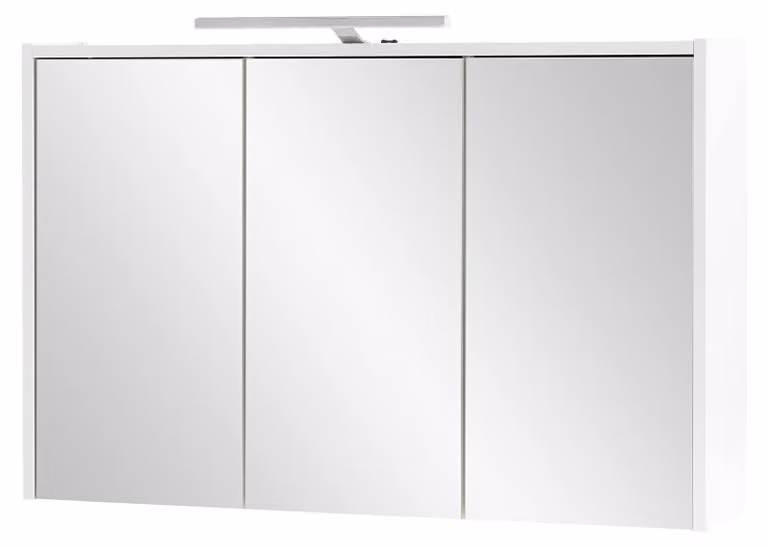 Specchio a muro, 93,5 cm, 6 ante, 6 ripiani in vetro, bianco