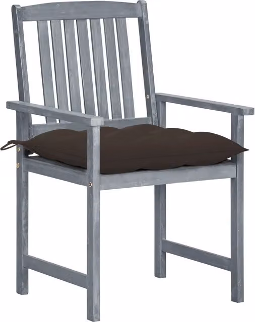 Sedie da Giardino con Cuscini 4 pz in Massello di Acacia Grigio 3061268