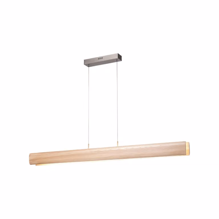Brilliant Lampada LED a sospensione Monterra, lunghezza 100 cm, marrone chiaro, legno dimmerabile, Legno chiaro, Soggiorno / Sala da pranzo, Legno