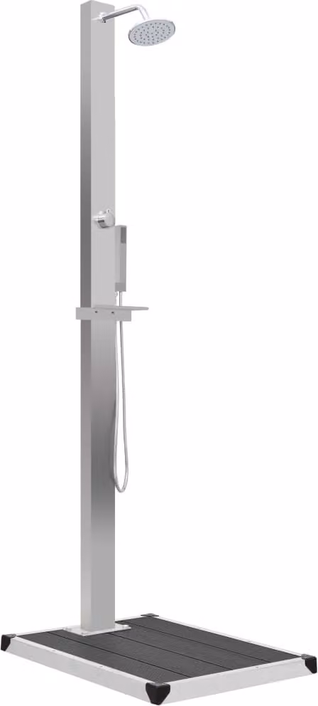 vidaXL Doccia da giardino con elemento a pavimento in acciaio inossidabile WPC
