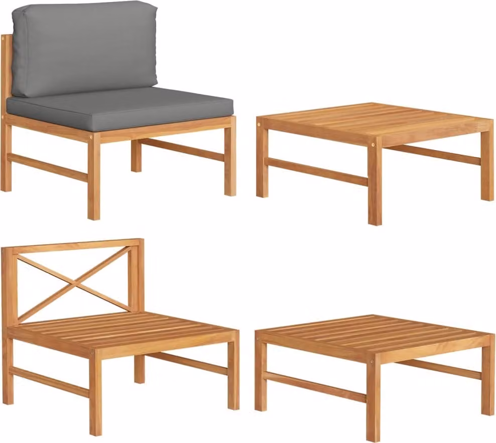 Maison Exclusive - Set da giardino a 2 pezzi con cuscini grigio scuro e legno di teak