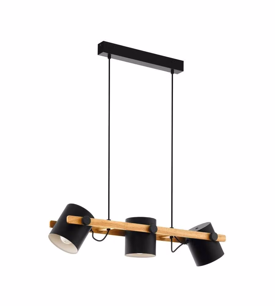 Eglo Lampada a sospensione Hornwood E27 3 luci metallo nero crema 110cm