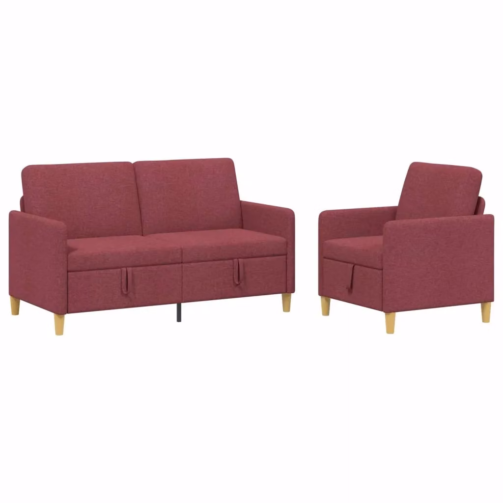 Set di 2 divani moderni vidaXL con contenitore contenitore a sollevamento, rivestimento in tessuto rosso e marrone per il tuo soggiorno – 2