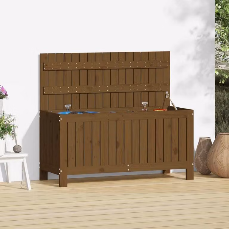 vidaXL Cassapanca da giardino marrone miele 108x42,5x54 cm in legno di pino massiccio - Cassapanca da giardino - Cassapanca da giardino - Cassetta da giardino - Cassetta da giardino
