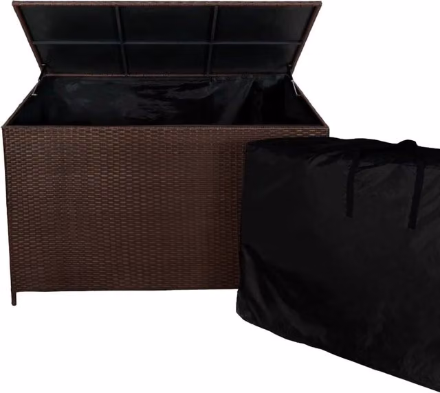 Rattan Box da giardino Marrone Grande 138cm Cassapanca per cuscini 582L