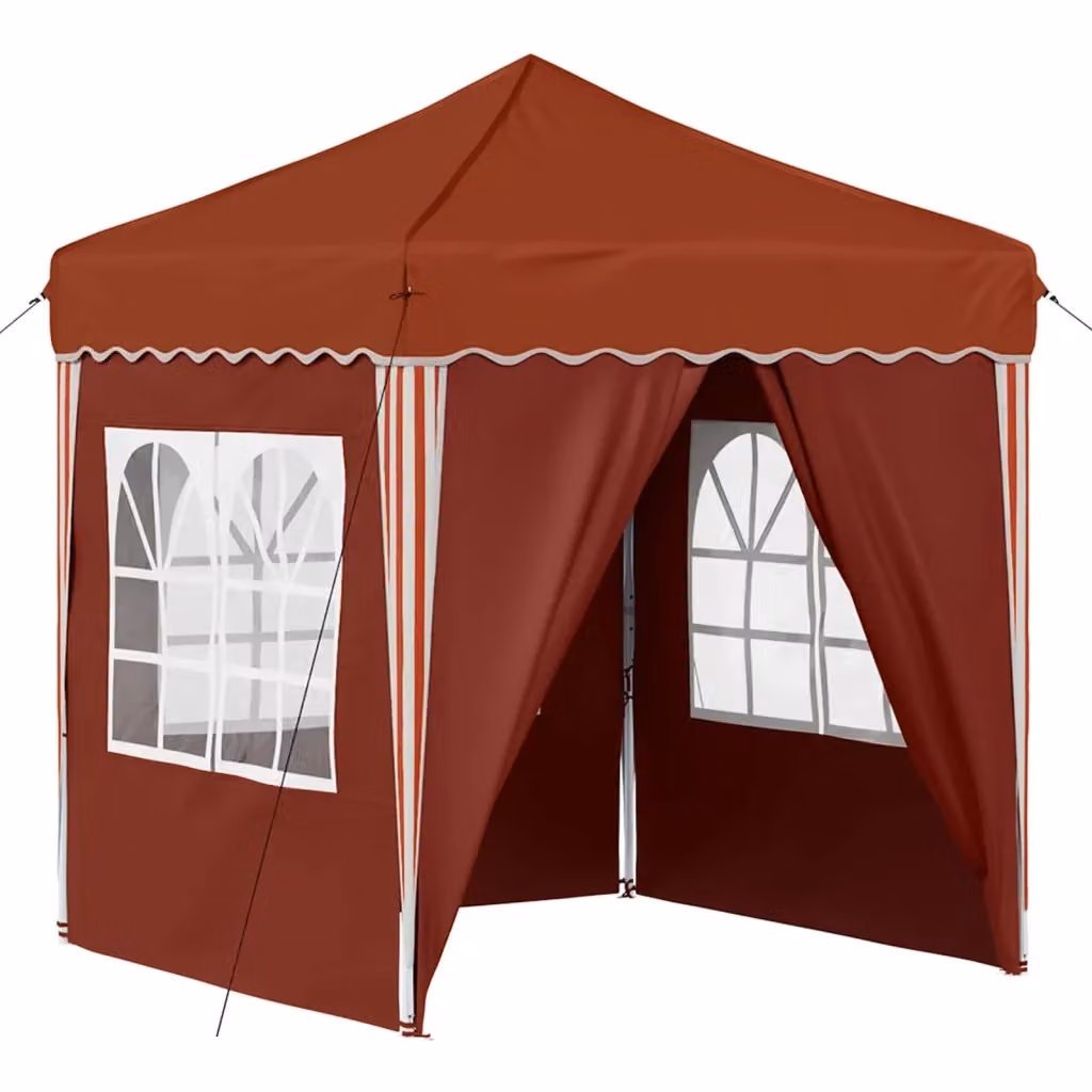 Gazebo pop-up per feste color terracotta con struttura in metallo L/P/H: 195 x 195 x 245 cm – 2