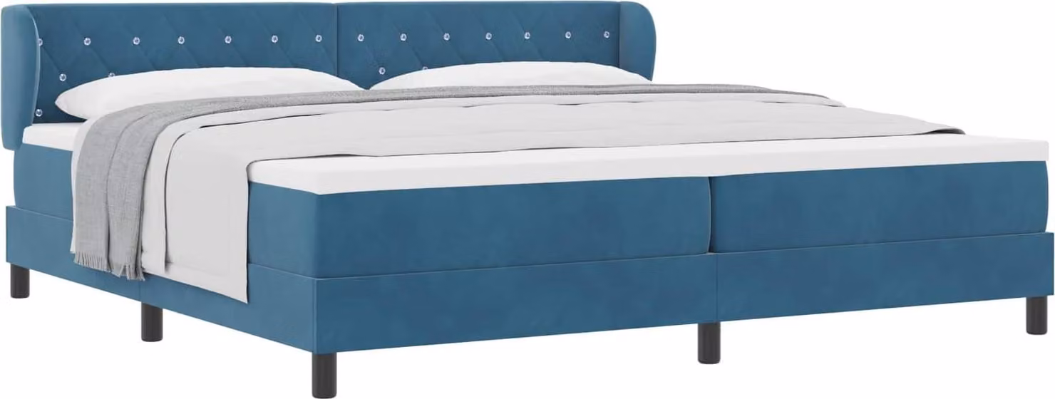 Letto a molle con materasso Blu scuro 200 x 200 cm Velluto