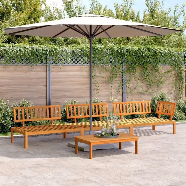 Set Divano da Giardino vidaXL in Legno di Acacia Marrone con Cuscini, 4 Pezzi a Forma di L