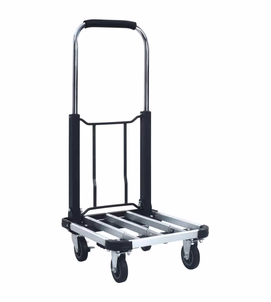Carrello per Trasporto Pieghevole 150 kg in Alluminio Argento
