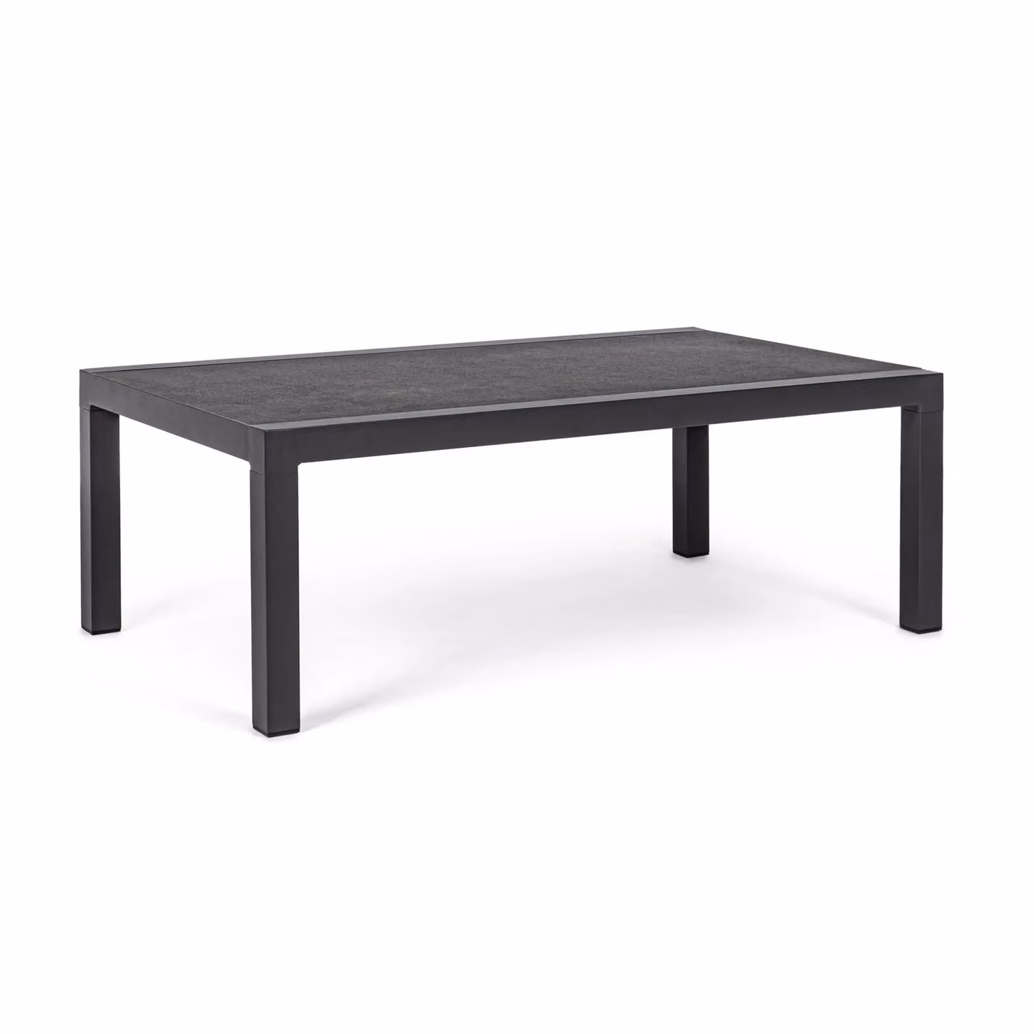 Tavolino da giardino OVIEDO con piano in ceramica e struttura in alluminio antracite, 120×70 cm