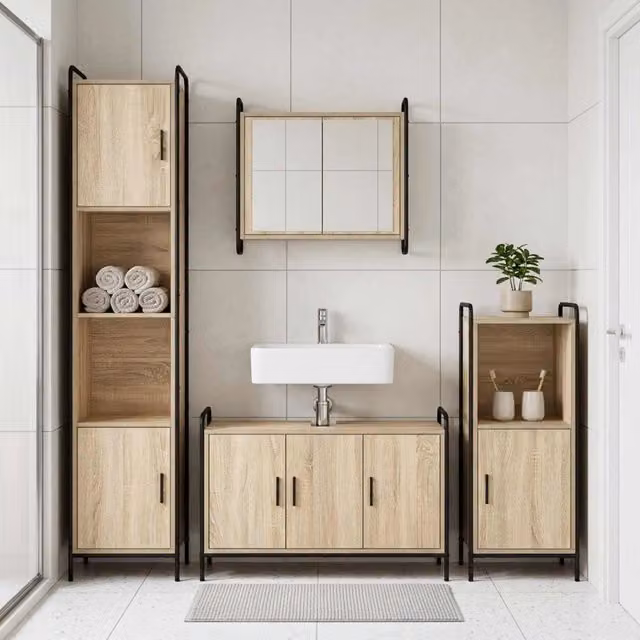 Set di Armadi da Bagno 3 pz Rovere Sonoma 40 x 36 x 99,5 cm 3444502