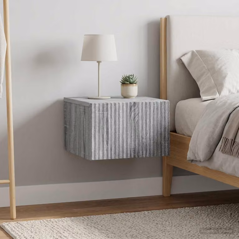 Set di 2 Mobiletti da notte sospesi vidaXL in Grigio Sonoma, L 33 cm x P 34,5 cm x H 20 cm