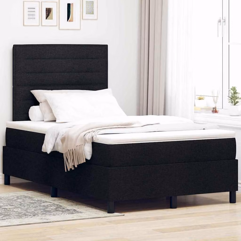 Maison Exclusive - Letto boxspring con materasso nero 120 x 190 cm Tessuto