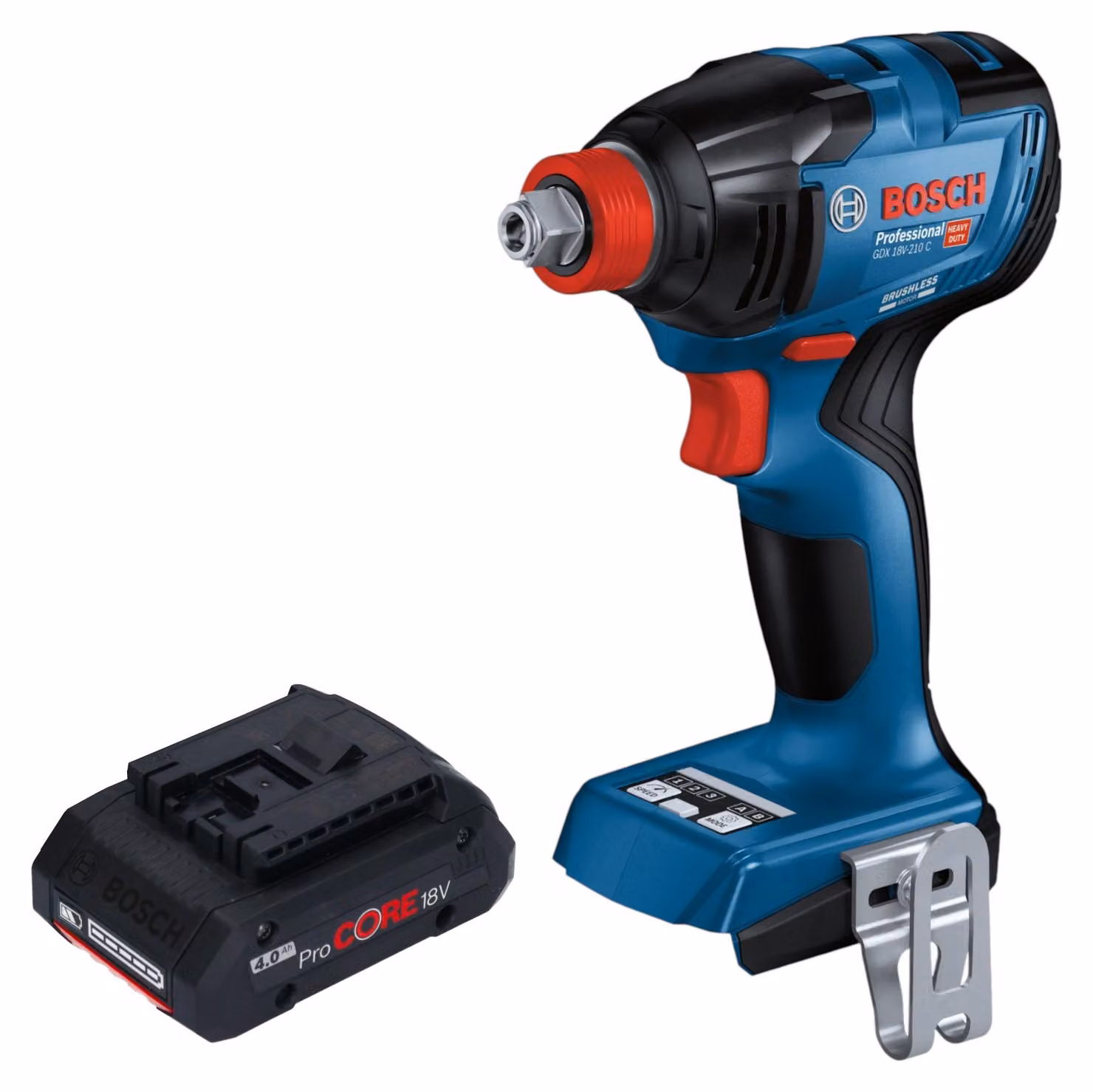 Bosch GDX 18V-210 C Avvitatore a impulsi professionale a batteria 18 V 210 Nm senza spazzole + 1x batteria ricaricabile ProCORE 4,0 Ah - senza caricabatterie