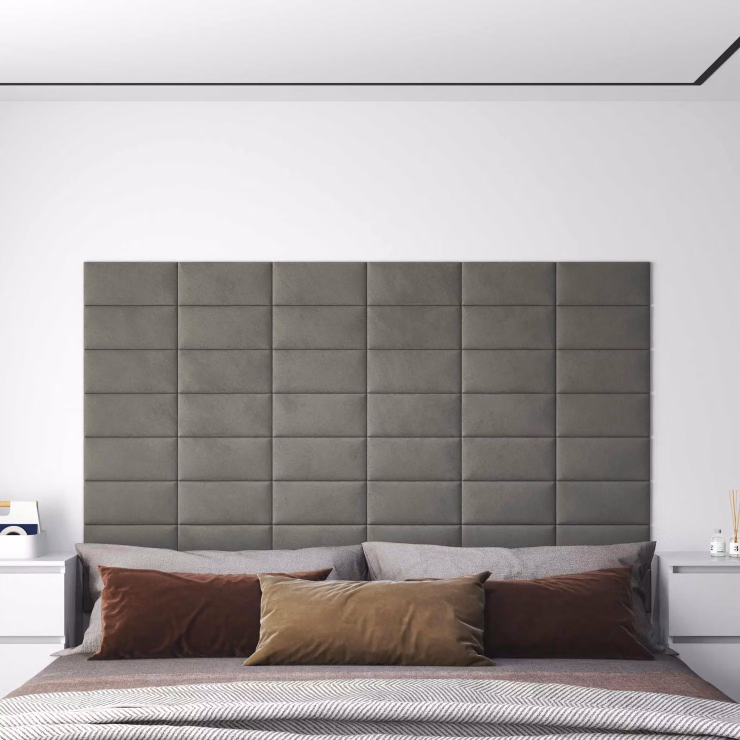 Set di 12 pannelli testiera da parete vidaXL in velluto grigio per camera da letto