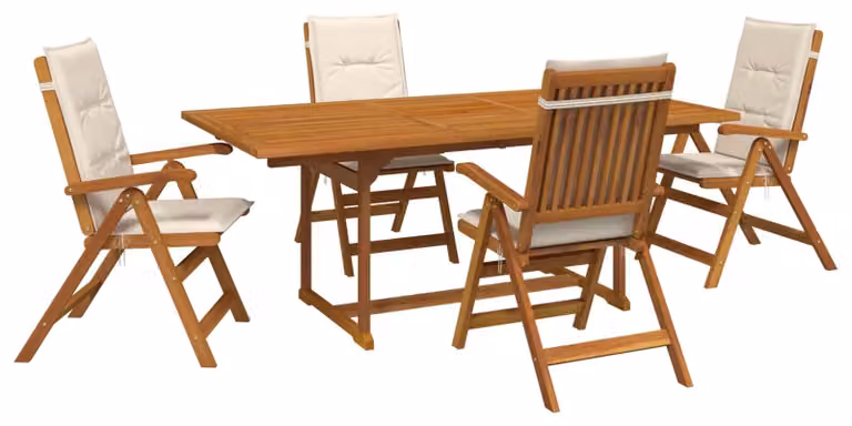 Set da esterno per giardino con ombrellone, composto da 6 sedie e un tavolo per 4 persone