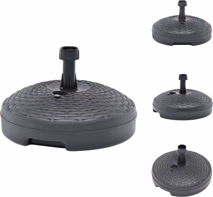 vidaXL Supporto per ombrellone sabbia/acqua 20L antracite plastica rattan - Supporto per ombrellone