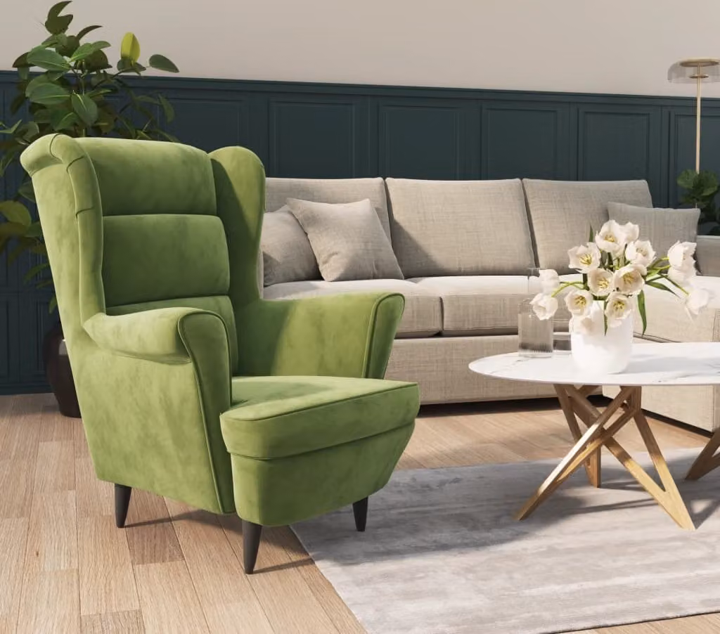 The Living Store poltrona in velluto verde chiaro