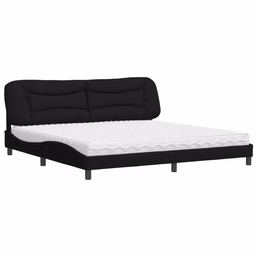 Letto con Materasso Hvar vidaXL Nero in Tessuto con Cassetti L/P/H: 200 x 200 x 74,5 cm – 2