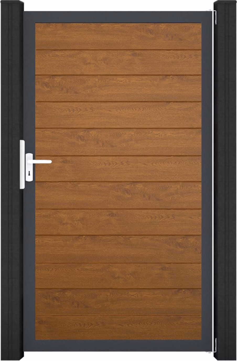 GroJa BasicLine PVC sistema ad innesto stretto universale ad anta singola con telaio antracite golden_oak