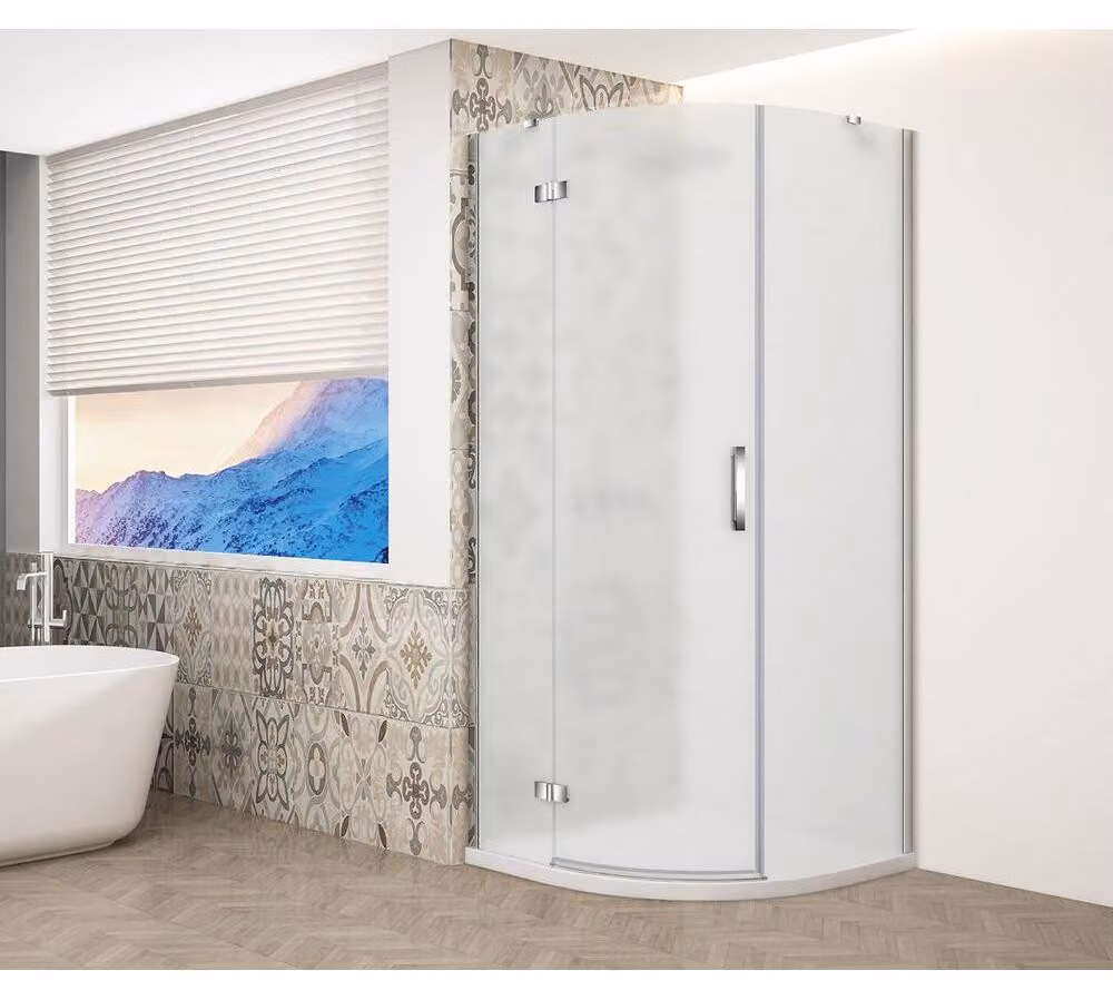 TRINITY CHROME Box doccia a quarto di cerchio 900x900 mm, vetro satinato, sinistra