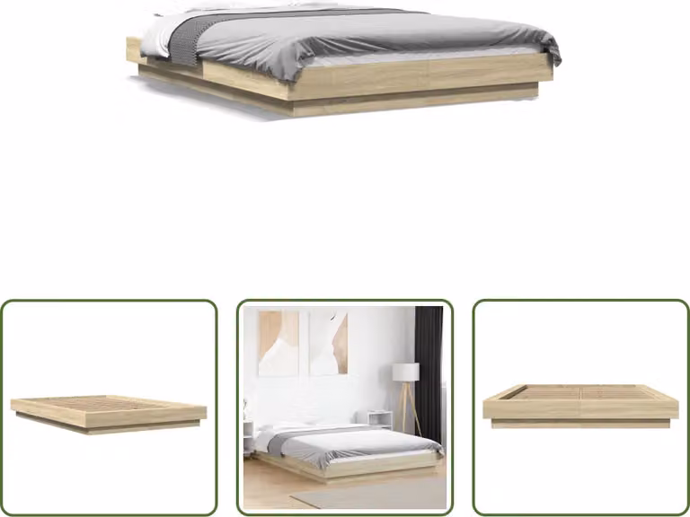The Living Store Struttura per letto in rovere Sonoma 140x200 cm Materiale in legno