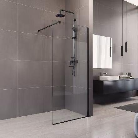 Mereo Novea - Box doccia Walk-In 800x2000 mm, nero/vetro trasparente CK10601HB