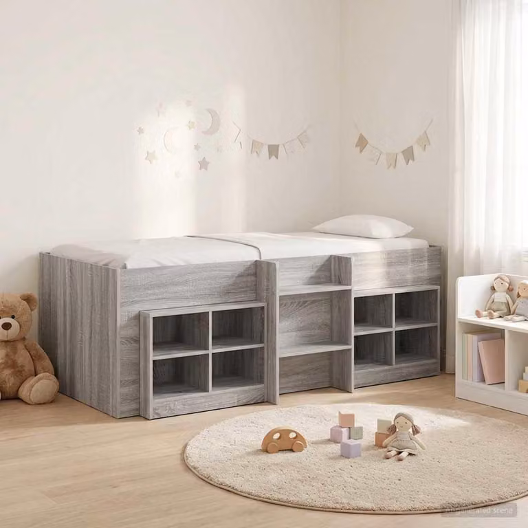 Maison Exclusive - Struttura letto a soppalco con armadio, realizzata in legno laminato color Sonoma grigio, confezione da 3 pezzi